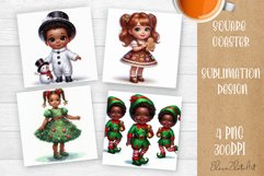 Baby Christmas Square Coaster Sublimation Design Product Image 1