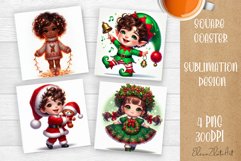 Baby Christmas Square Coaster Sublimation Design Product Image 1