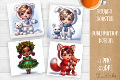 Baby Christmas Square Coaster Sublimation Design Product Image 1