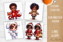 Baby Christmas Square Coaster Sublimation Design Product Image 1