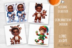 Baby Christmas Square Coaster Sublimation Design Product Image 1