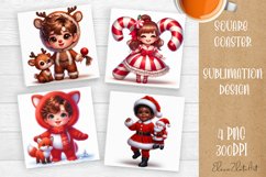 Baby Christmas Square Coaster Sublimation Design Product Image 1