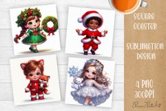 Baby Christmas Square Coaster Sublimation Design Product Image 1