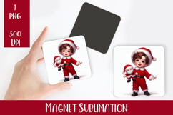 Magnet Sublimation Square| Baby Christmas png design Product Image 1