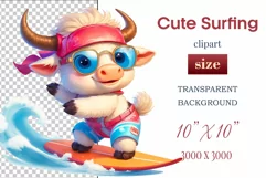Explore this adorable cartoon baby Cow surfer clipart perfect for children's parties, summer events, birthday invitations, t-shirt designs, sublimation prints, scrapbooking, and more. Bring a fun, summer vibe to your projects