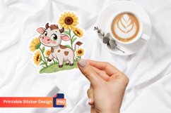 Baby cow sunflowers Sticker Product Image 1