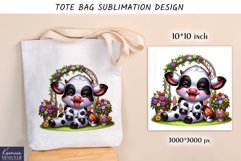 Floral Baby Cow|Happy Animal Tote Bag Sublimation Product Image 1