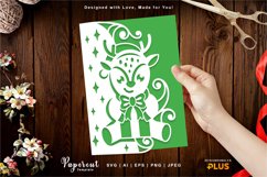 Baby Deer Holding Gift for Card Papercut Product Image 1