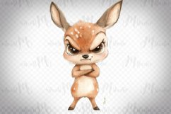Grumpy Baby Deer - Cute Watercolor Animal Clipart PNG Product Image 1