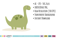 Simple baby dinosaur illustrations for nursery decor, stickers and classroom labels