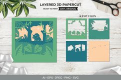 3D Papercut Baby Triceratops in The Forest SVG Product Image 1