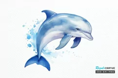Baby Dolphin Watercolor PNG Clipart Product Image 1