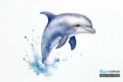 Baby Dolphin Watercolor PNG Clipart Product Image 1