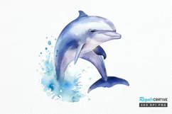 Baby Dolphin Watercolor PNG Clipart Product Image 1