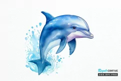 Baby Dolphin Watercolor PNG Clipart Product Image 1