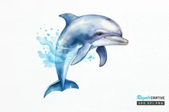 Baby Dolphin Watercolor PNG Clipart Product Image 1