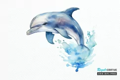 Baby Dolphin Watercolor PNG Clipart Product Image 1