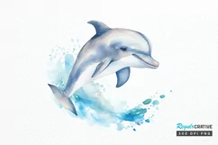 Baby Dolphin Watercolor PNG Clipart Product Image 1