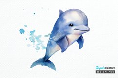 Baby Dolphin Watercolor PNG Clipart Product Image 1