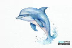 Baby Dolphin Watercolor PNG Clipart Product Image 1