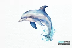 Baby Dolphin Watercolor PNG Clipart Product Image 1