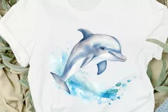 Baby Dolphin Watercolor PNG Clipart Product Image 2