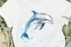 Baby Dolphin Watercolor PNG Clipart Product Image 2