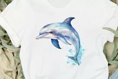 Baby Dolphin Watercolor PNG Clipart Product Image 2