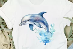 Baby Dolphin Watercolor PNG Clipart Product Image 2