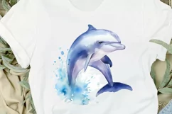 Baby Dolphin Watercolor PNG Clipart Product Image 2