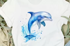 Baby Dolphin Watercolor PNG Clipart Product Image 2