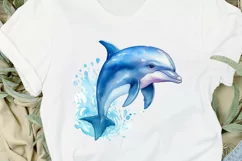 Baby Dolphin Watercolor PNG Clipart Product Image 2