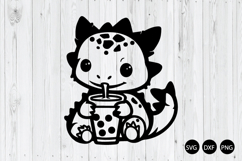 Baby Dragon Drinking Boba Tea SVG, Dragon SVG, Animal SVG Product Image 1