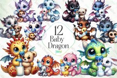 Baby Dragon Sublimation Clipart Product Image 1