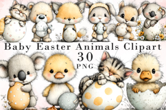 Baby Easter Animals Clipart, Easter Sublimation Png Product Image 1