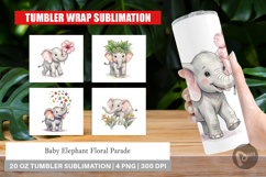 Baby Elephant Floral Parade Tumbler Product Image 1