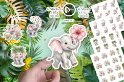 Baby Elephant Floral Parade Sticker Product Image 1