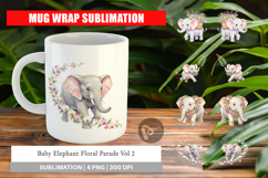 Baby Elephant Floral Parade Mug Wrap Product Image 1