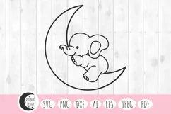 baby elephant on the moon svg