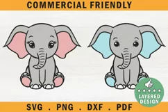 Baby elephant svg,pink newborn elephant svg,blue baby boy Product Image 1