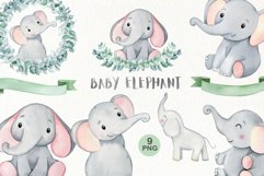 baby elephant watercolor png gender neutral greenery elephant baby shower clipart