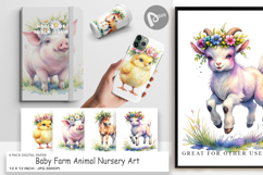 Baby Farm Animal Nursery Art Digital Paper Product Image 1