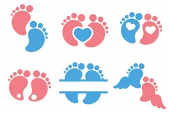 Baby Feet, Baby SVG, Split Monogram, Baby Feet with Wings Product Image 2