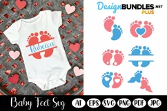 Baby Feet, Baby SVG, Split Monogram, Baby Feet with Wings Product Image 1