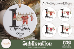 Baby first Christmas sublimation design being used as a baby first Christmas Ornament print