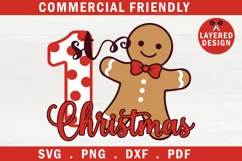 1st baby Christmas svg, Baby first Christmas gingerbread SVG Product Image 2