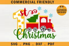 1st baby Christmas, First baby Christmas train tree SVG,DXF Product Image 1
