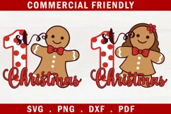 1st baby Christmas svg, Baby first Christmas gingerbread SVG Product Image 1