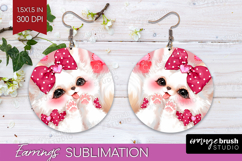 Baby Fox Valentine Round Earrings Cute Valentines Day PNG Product Image 1