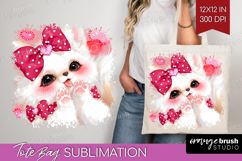 Baby Fox Valentine Tote Bag Cute Valentines Day Tote Bag PNG Product Image 1